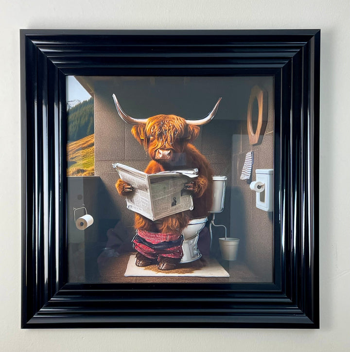 AN1118 HIGHLAND COW ON TOILET |||