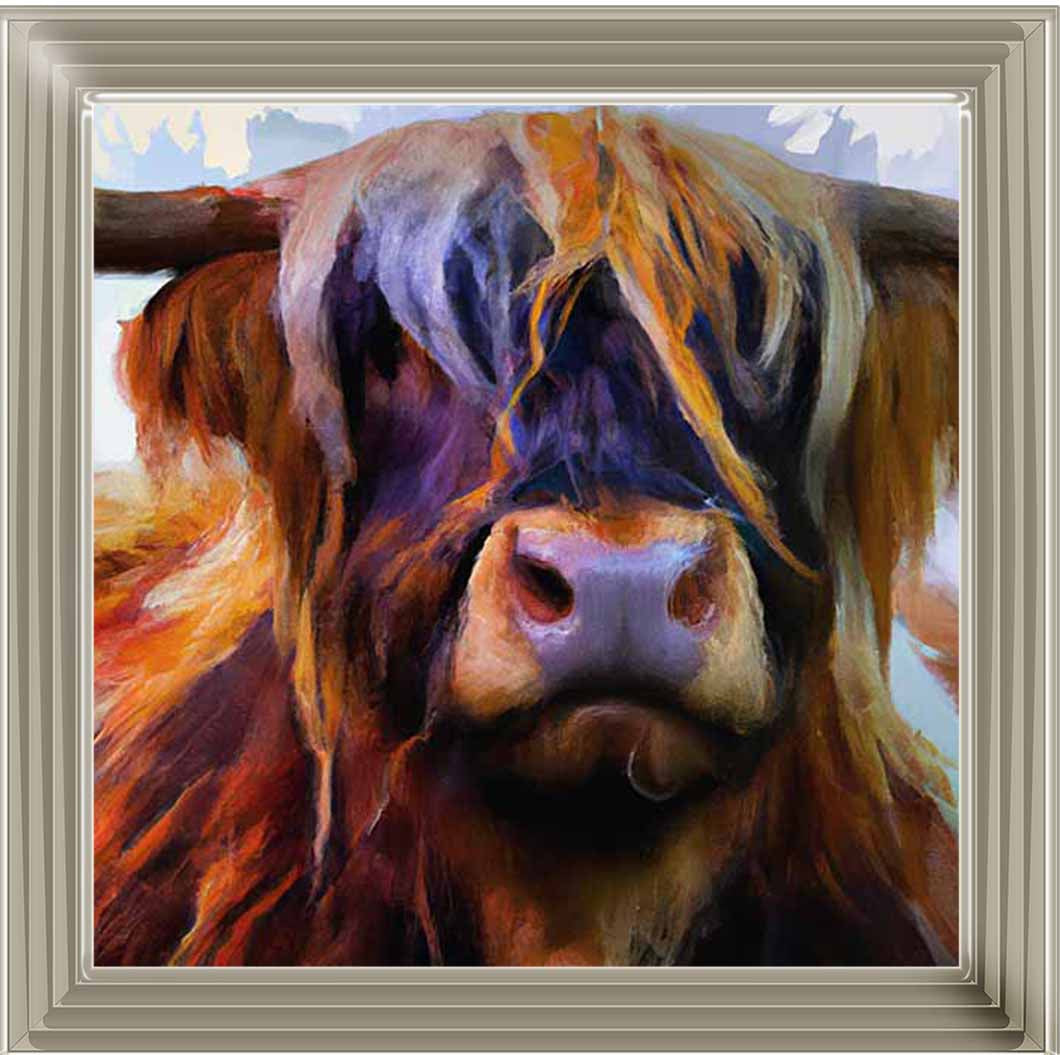 AN1285 HIGHLAND COW PURPLE NOSE