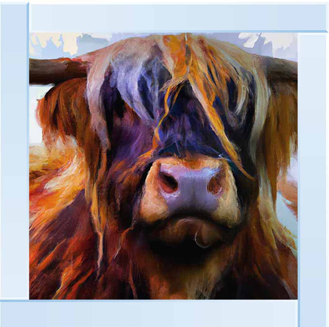 AN1285 HIGHLAND COW PURPLE NOSE