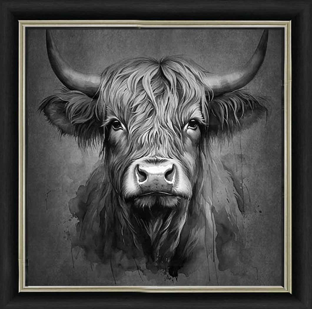 AN1286-B&W BLACK & WHITE COW HEAD