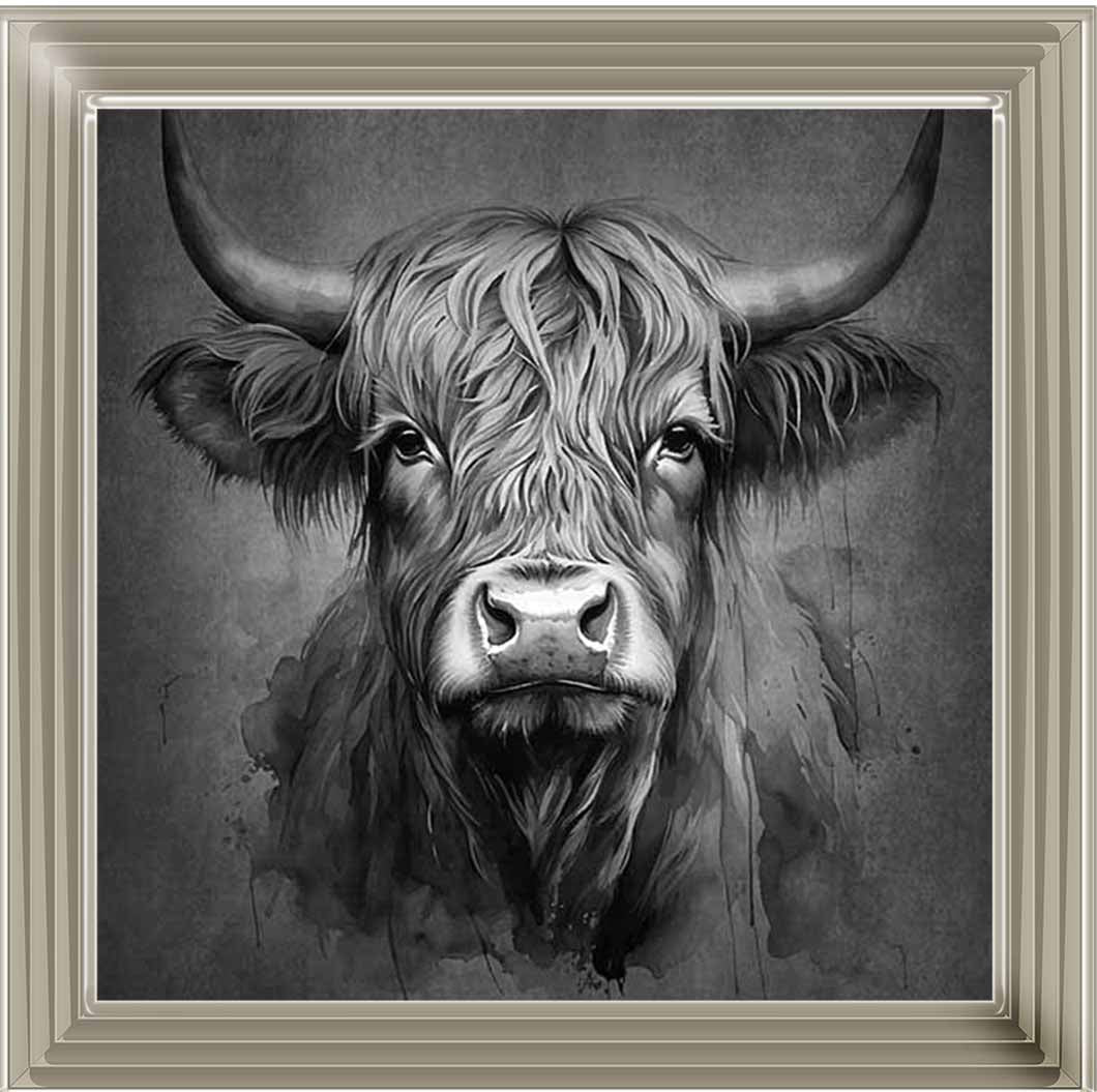 AN1286-B&W BLACK & WHITE COW HEAD