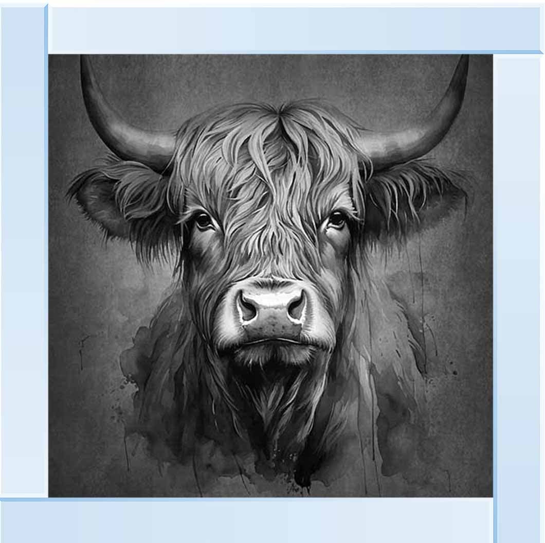 AN1286-B&W BLACK & WHITE COW HEAD