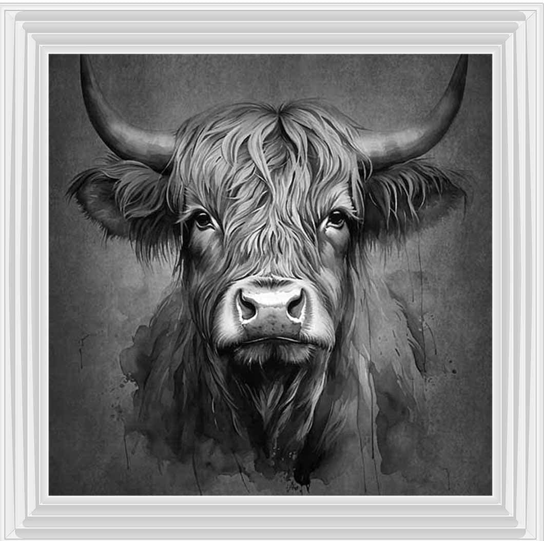 AN1286-B&W BLACK & WHITE COW HEAD