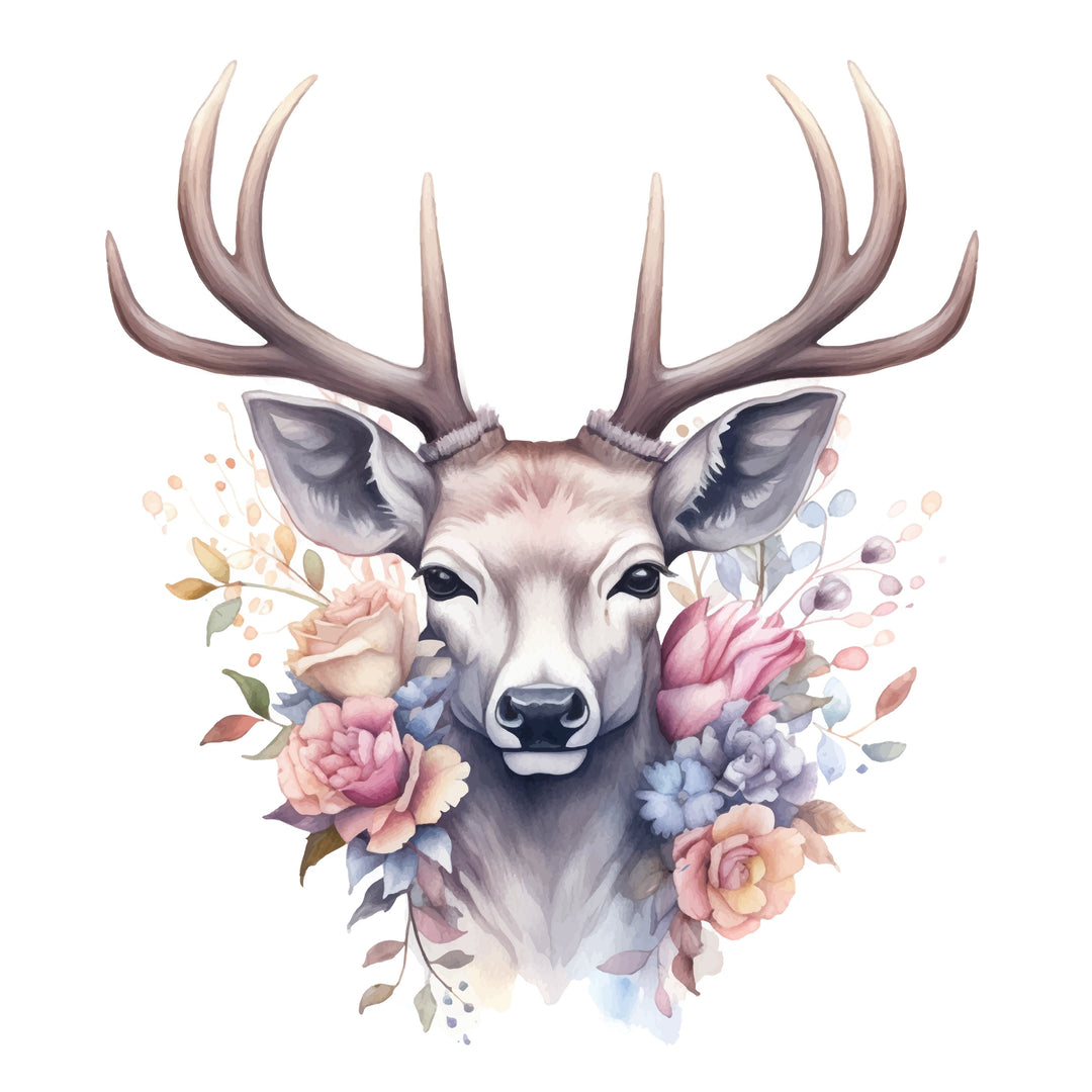AN1526 STAG WITH FLOWERS