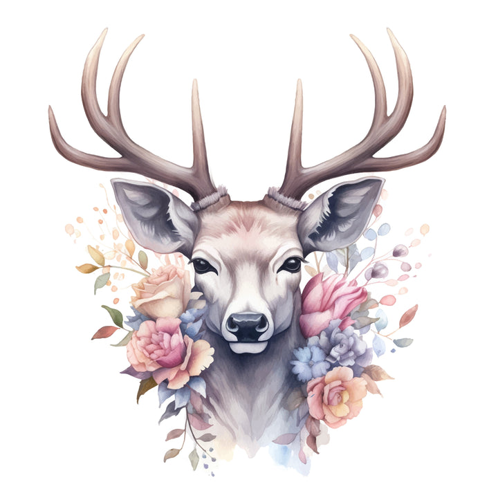 AN1526 STAG WITH FLOWERS