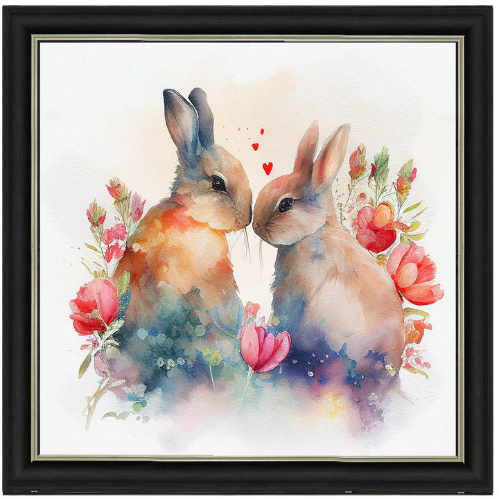 AN1544 TWO BUNNIES IN FLOWERS