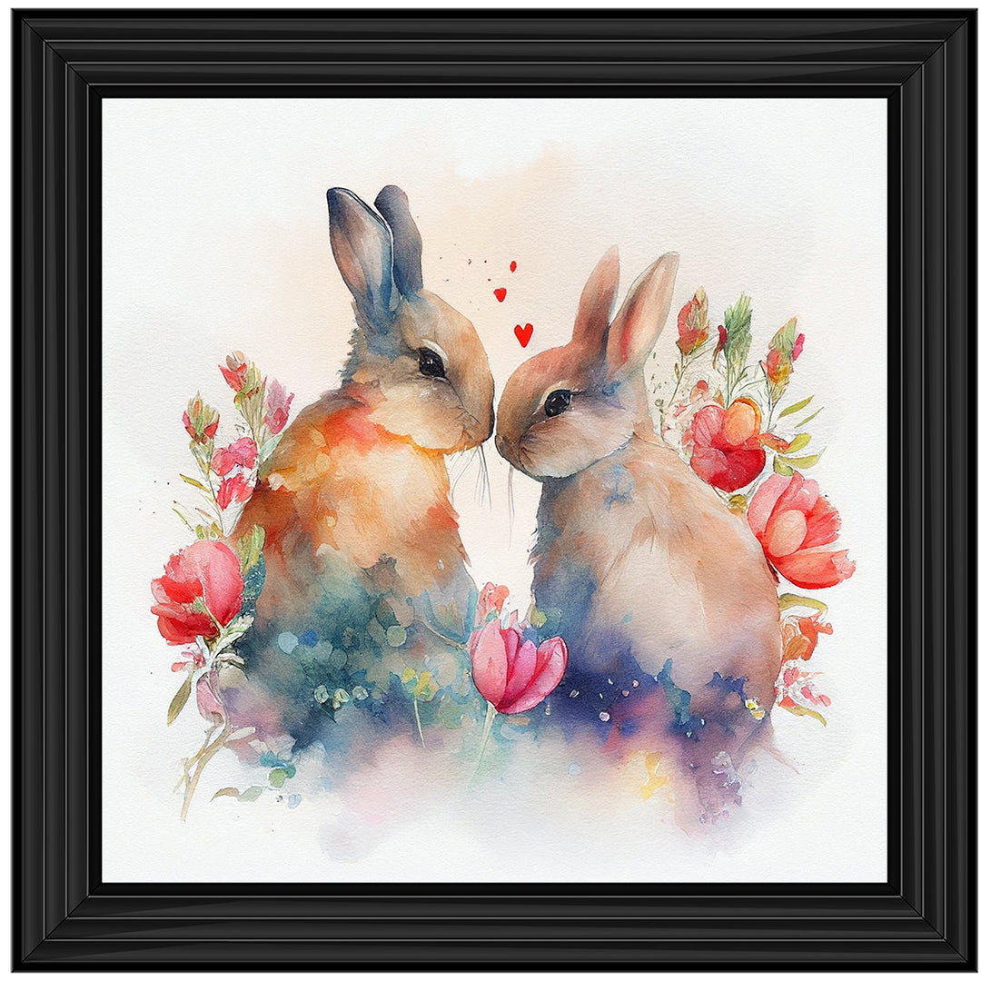 AN1544 TWO BUNNIES IN FLOWERS