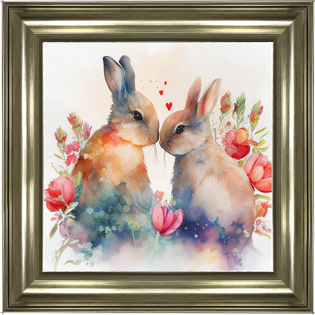 AN1544 TWO BUNNIES IN FLOWERS