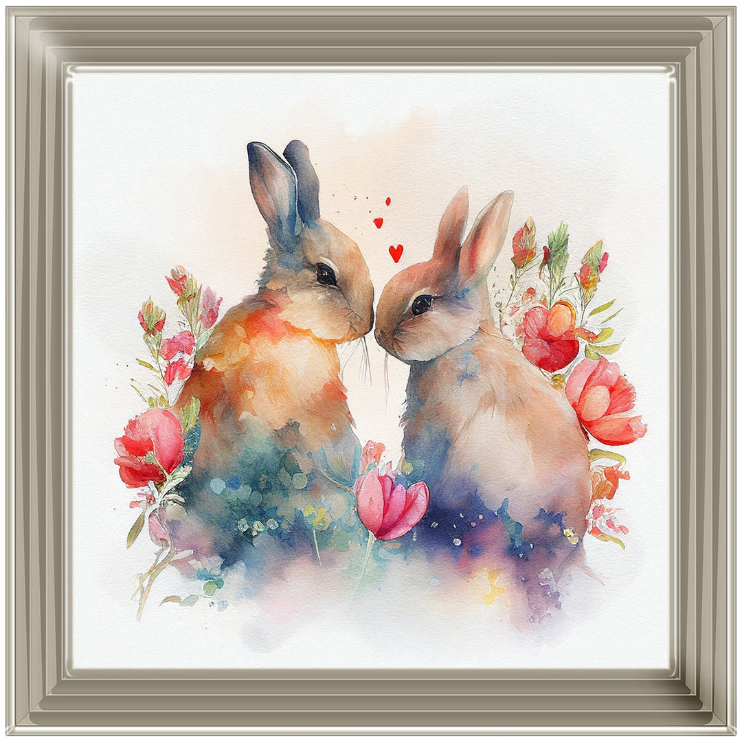 AN1544 TWO BUNNIES IN FLOWERS