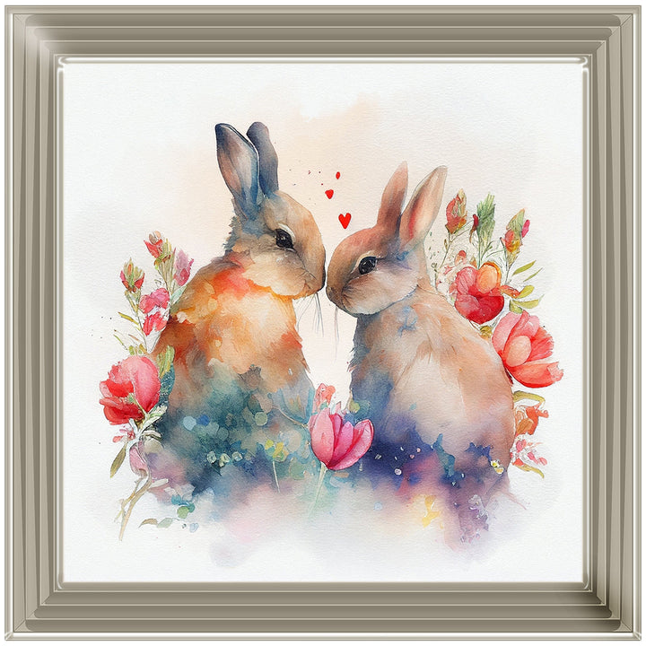 AN1544 TWO BUNNIES IN FLOWERS
