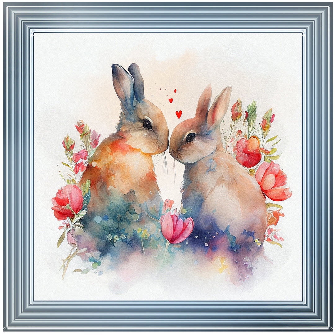 AN1544 TWO BUNNIES IN FLOWERS