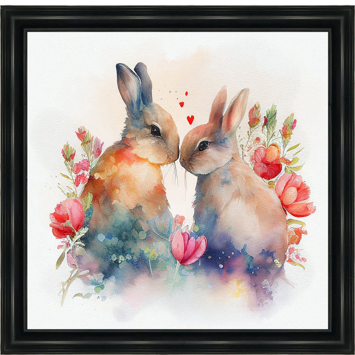 AN1544 TWO BUNNIES IN FLOWERS