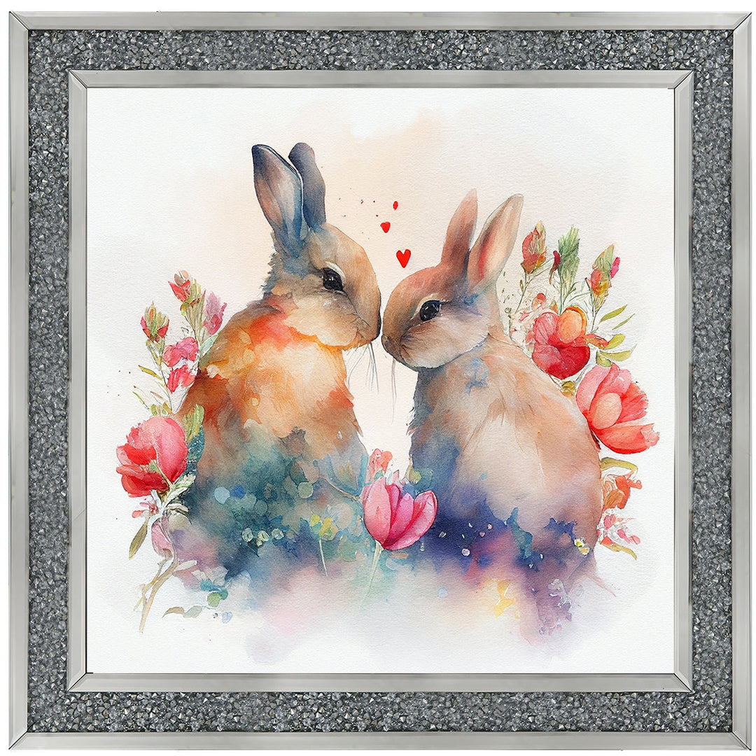 AN1544 TWO BUNNIES IN FLOWERS