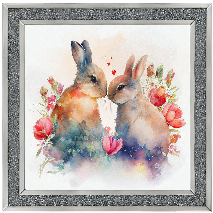AN1544 TWO BUNNIES IN FLOWERS