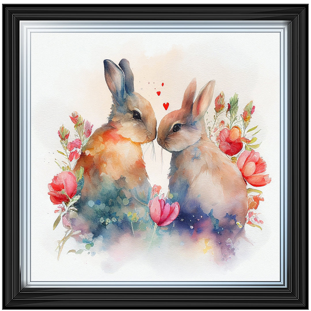 AN1544 TWO BUNNIES IN FLOWERS