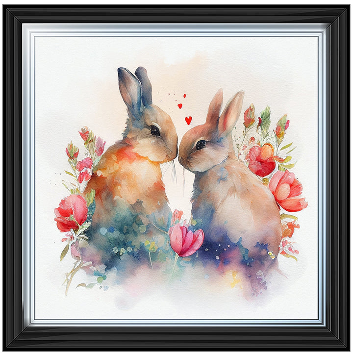 AN1544 TWO BUNNIES IN FLOWERS