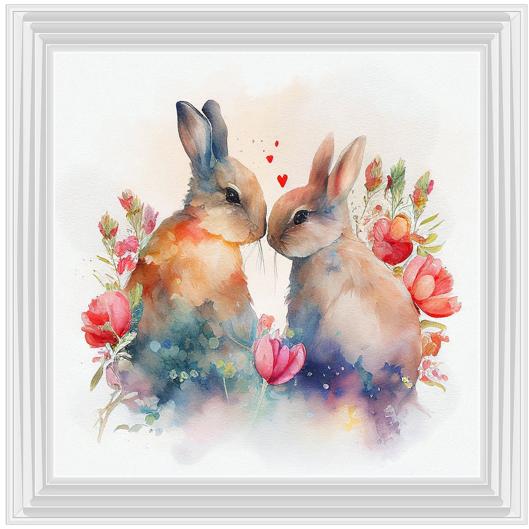 AN1544 TWO BUNNIES IN FLOWERS