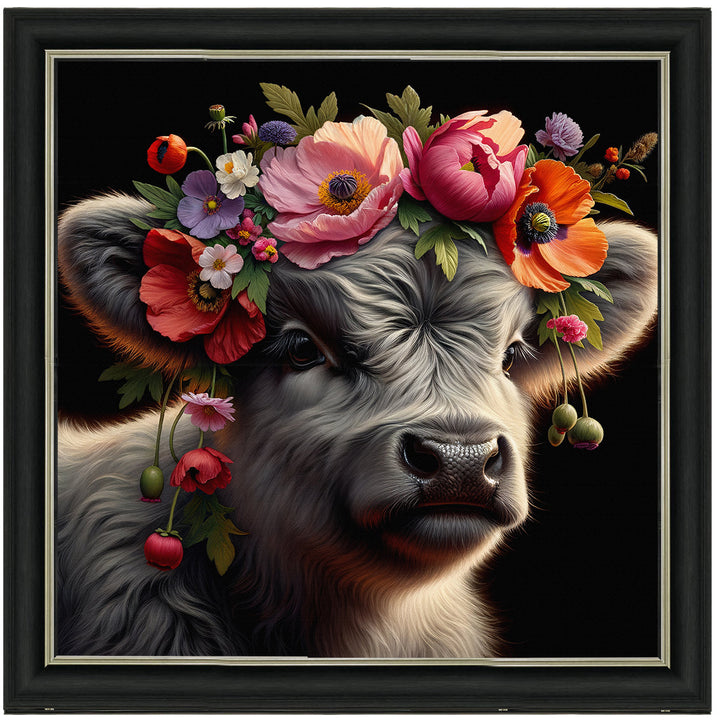 AN1571 FLORAL CROWN HIGHLAND BABY COW
