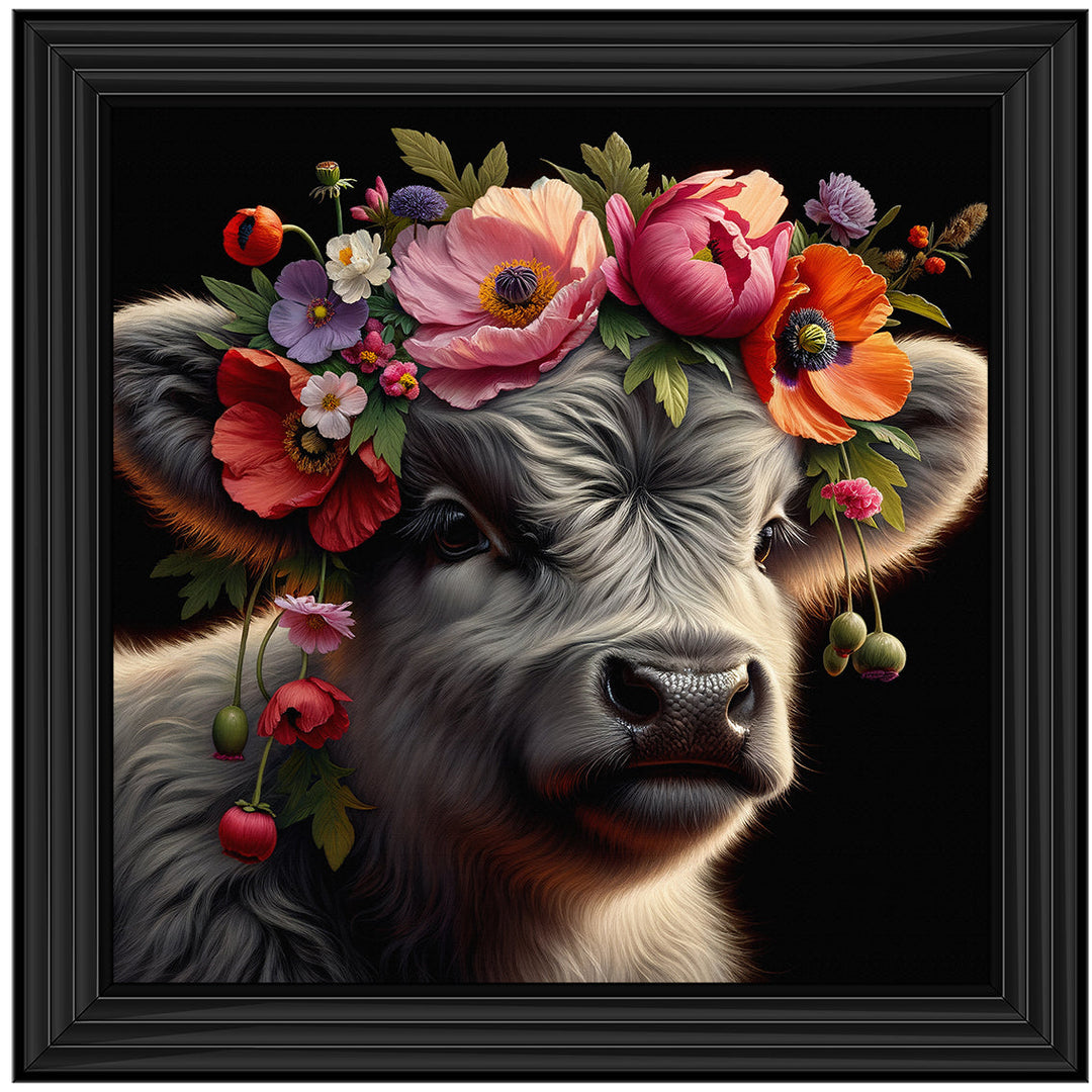 AN1571 FLORAL CROWN HIGHLAND BABY COW