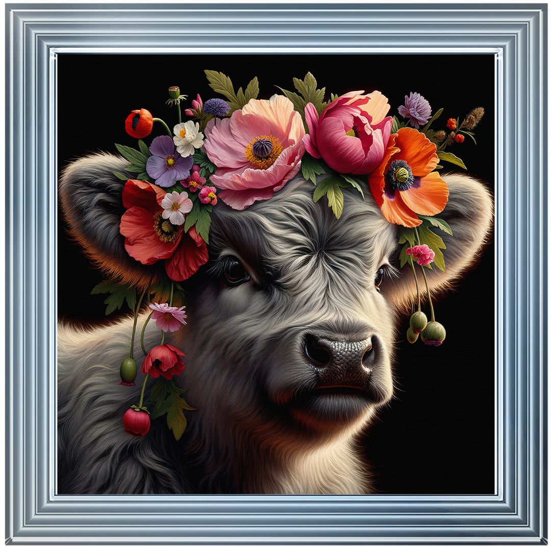 AN1571 FLORAL CROWN HIGHLAND BABY COW
