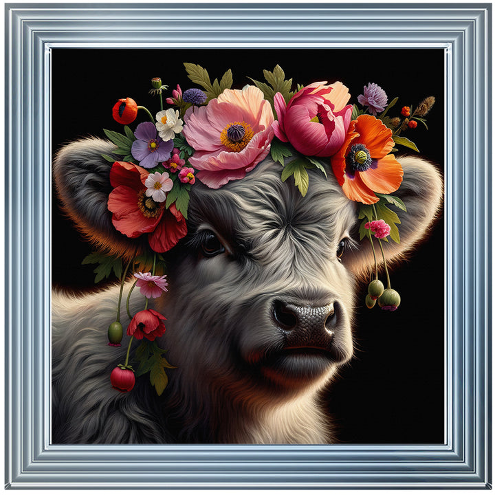 AN1571 FLORAL CROWN HIGHLAND BABY COW
