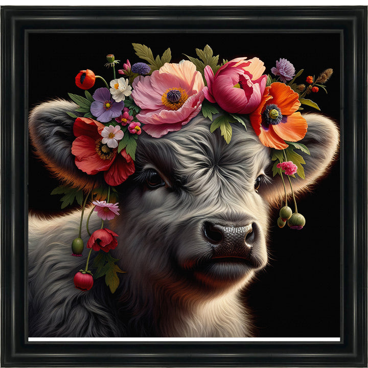 AN1571 FLORAL CROWN HIGHLAND BABY COW