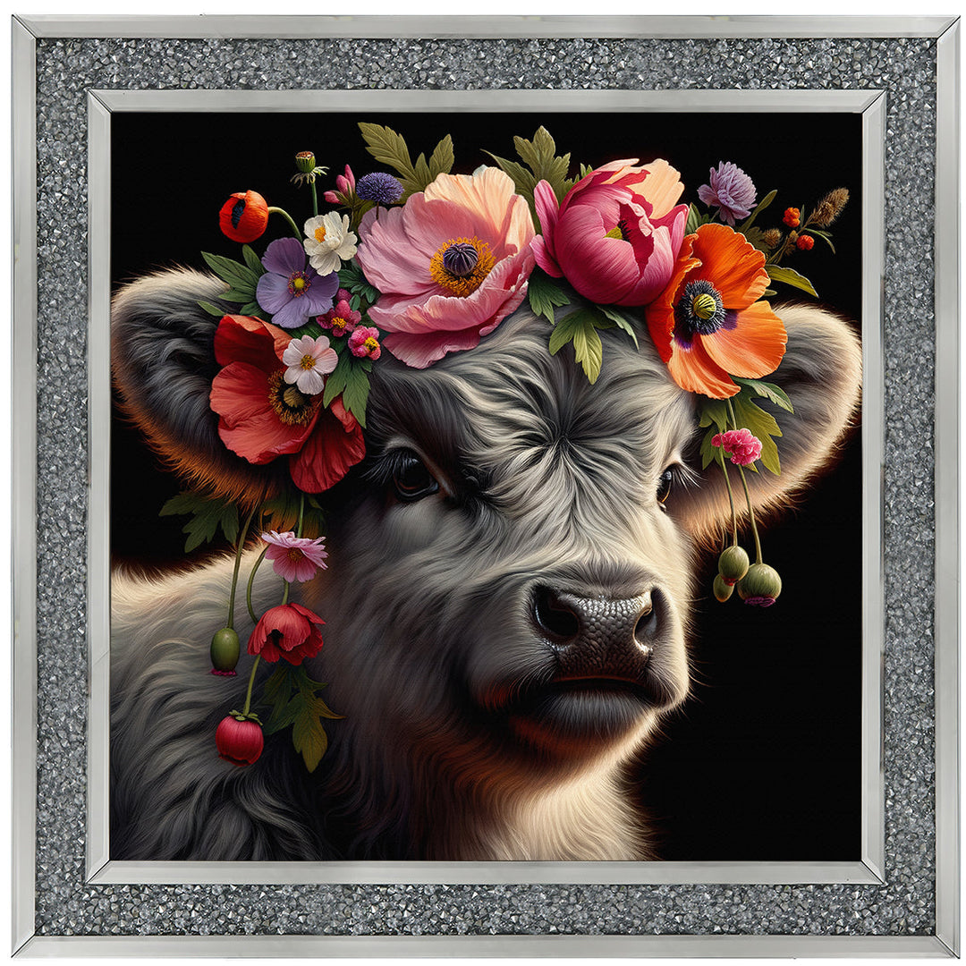 AN1571 FLORAL CROWN HIGHLAND BABY COW