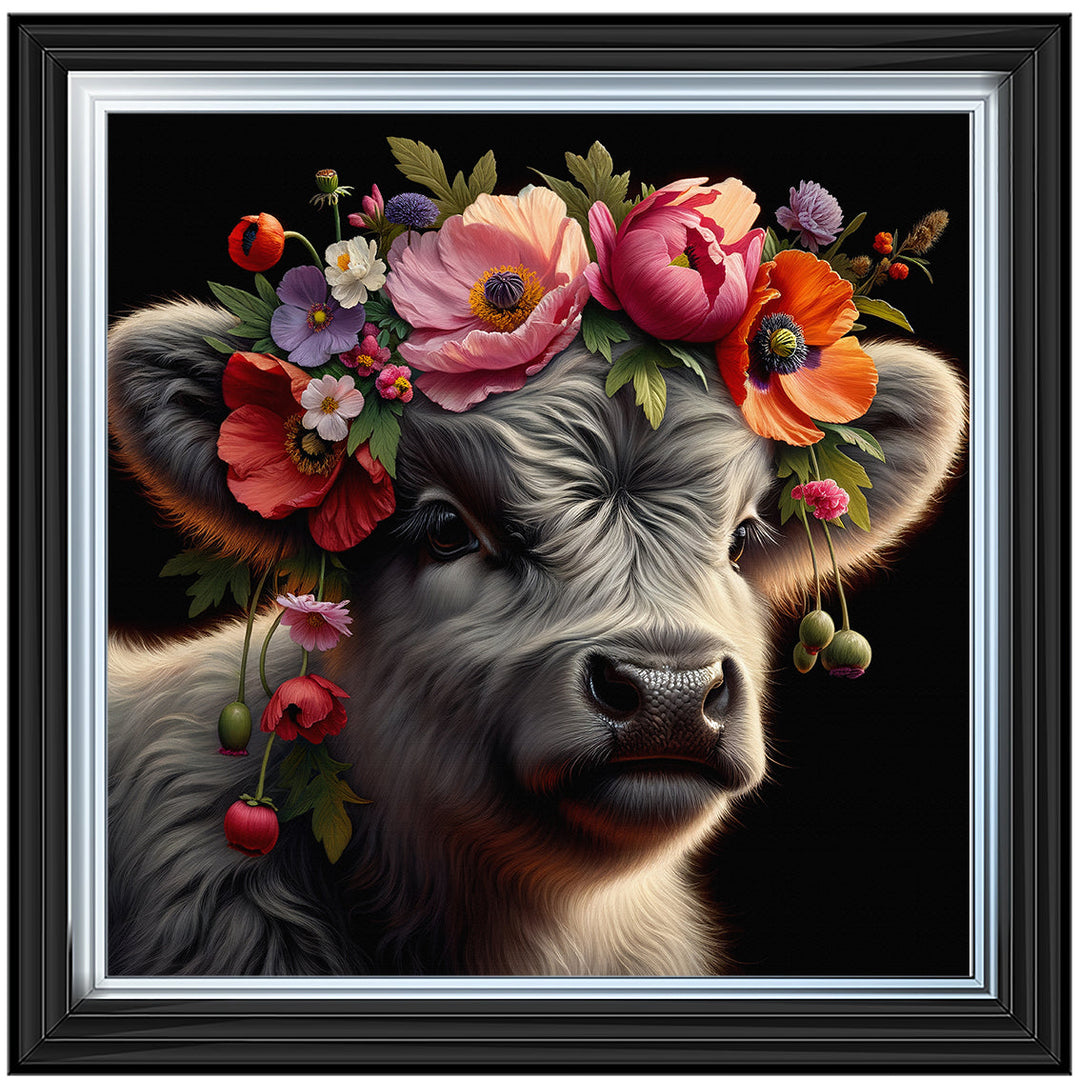 AN1571 FLORAL CROWN HIGHLAND BABY COW