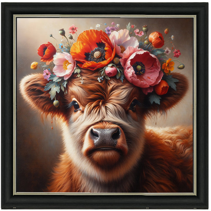 AN1572 FLORAL CROWN HIGHLAND BABY COW ||