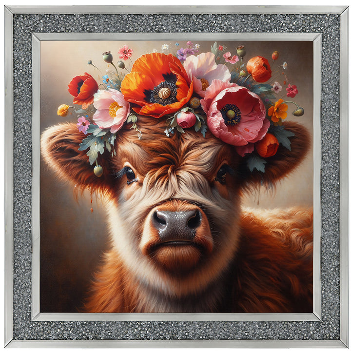 AN1572 FLORAL CROWN HIGHLAND BABY COW ||