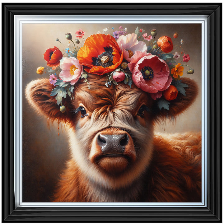 AN1572 FLORAL CROWN HIGHLAND BABY COW ||