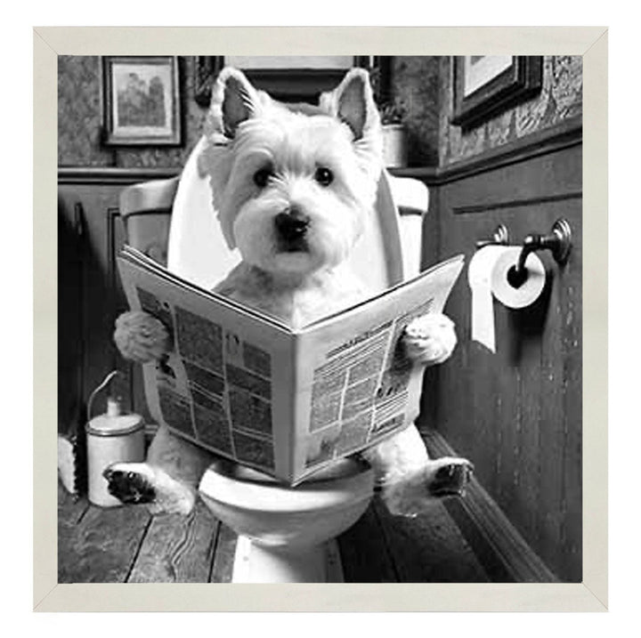 AN2122-B&W WESTIES ON THE TOILET