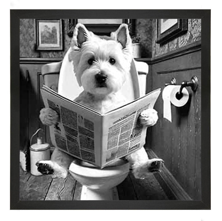 AN2122-B&W WESTIES ON THE TOILET