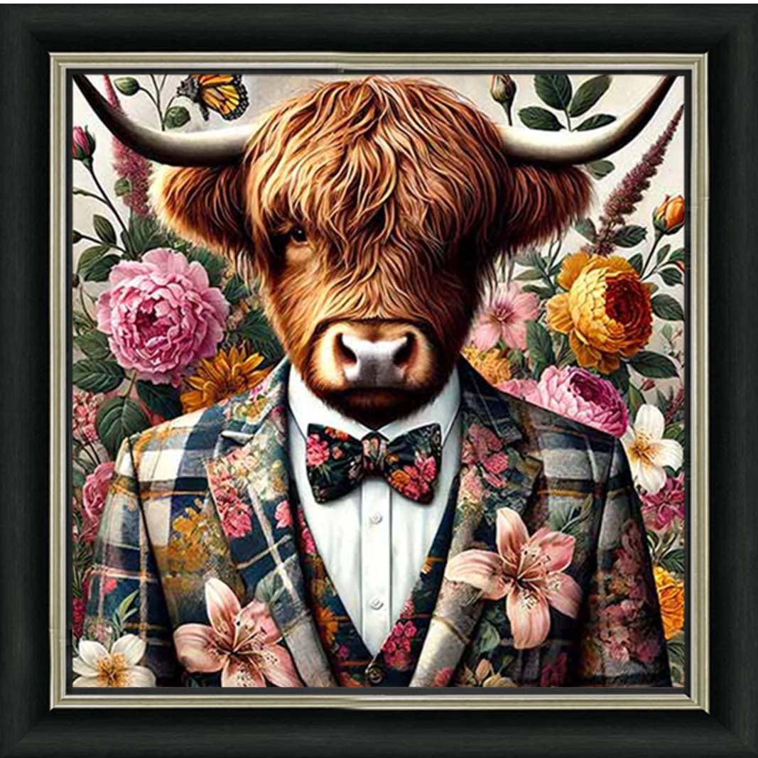 AN2148 Highland Cow In Floral Suit