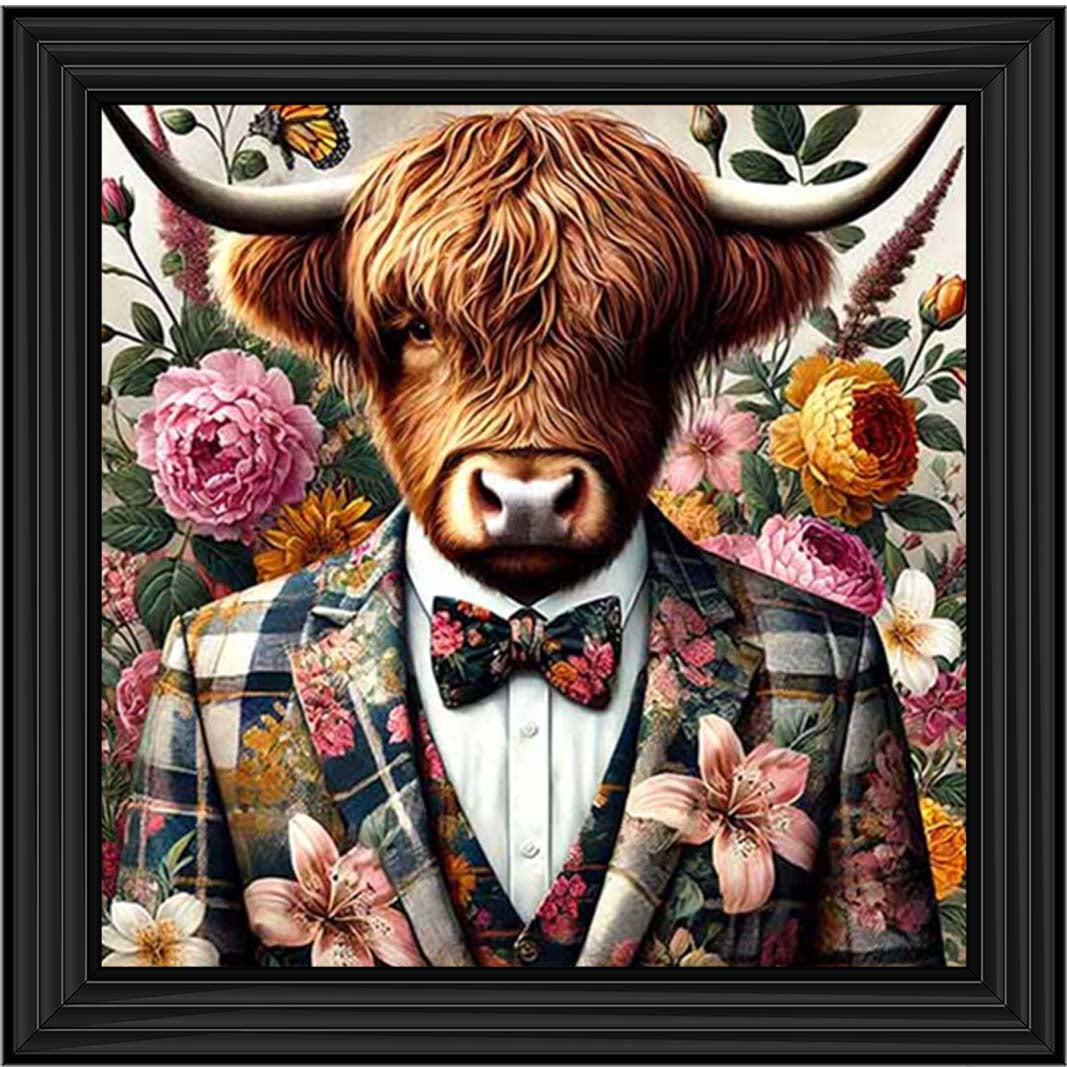 AN2148 Highland Cow In Floral Suit