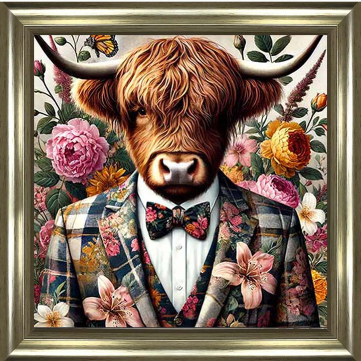 AN2148 Highland Cow In Floral Suit