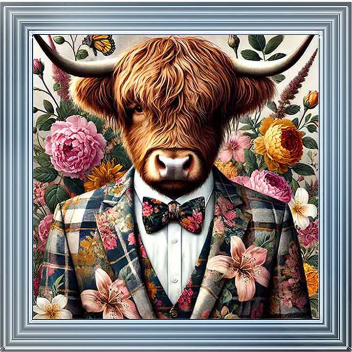 AN2148 Highland Cow In Floral Suit