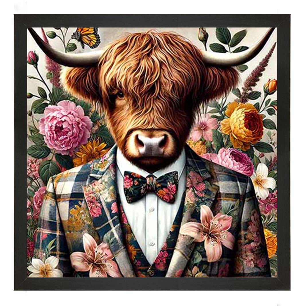 AN2148 Highland Cow In Floral Suit