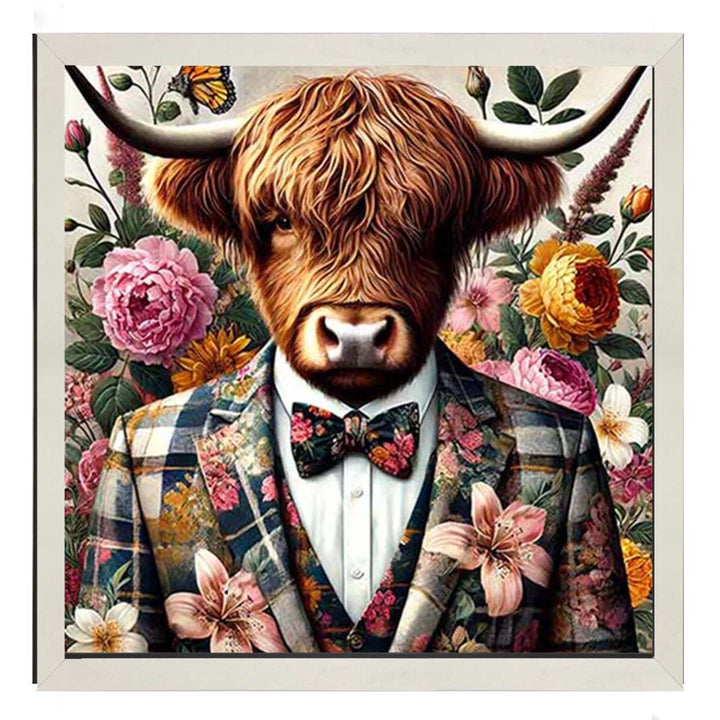AN2148 Highland Cow In Floral Suit