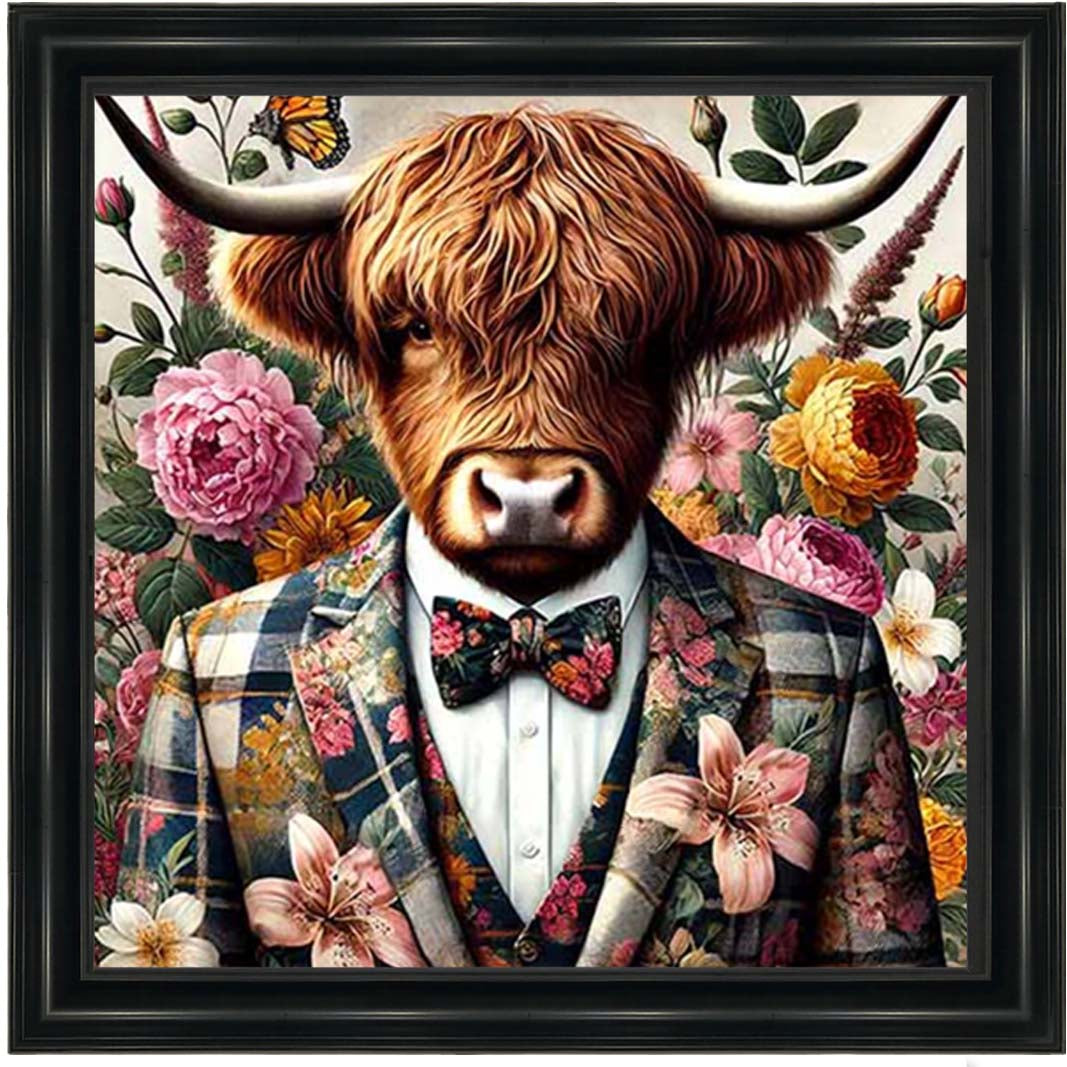 AN2148 Highland Cow In Floral Suit