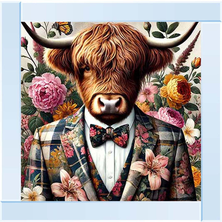 AN2148 Highland Cow In Floral Suit
