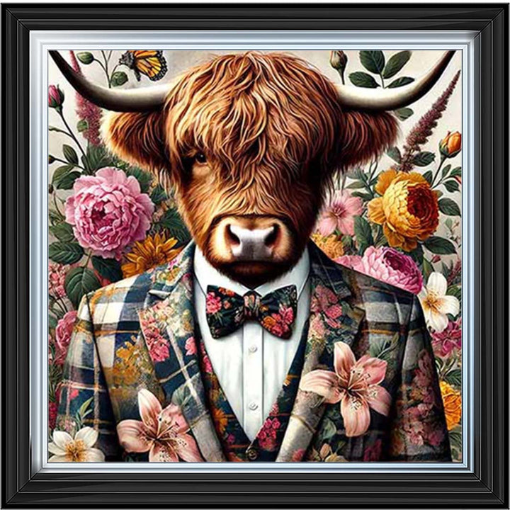 AN2148 Highland Cow In Floral Suit