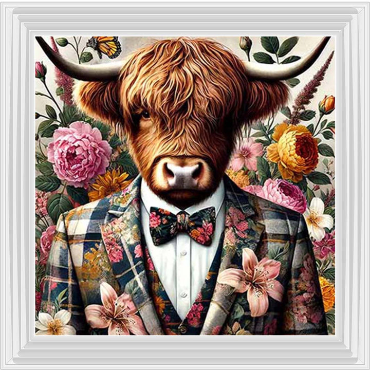 AN2148 Highland Cow In Floral Suit