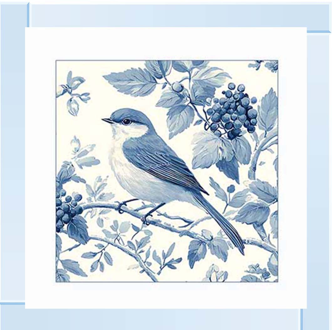 AN2169 Blue Delft Bird Facing Right