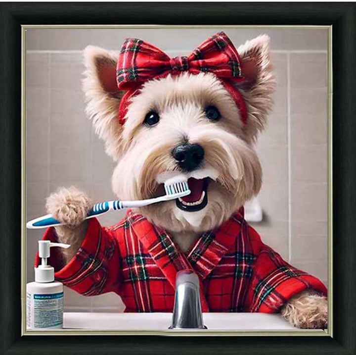 AN2195 Westie Brushing Teath