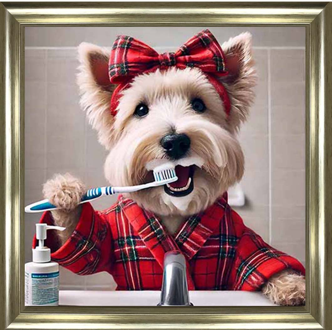 AN2195 Westie Brushing Teath
