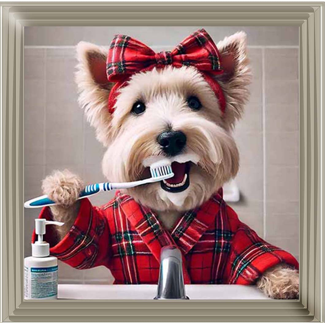 AN2195 Westie Brushing Teath