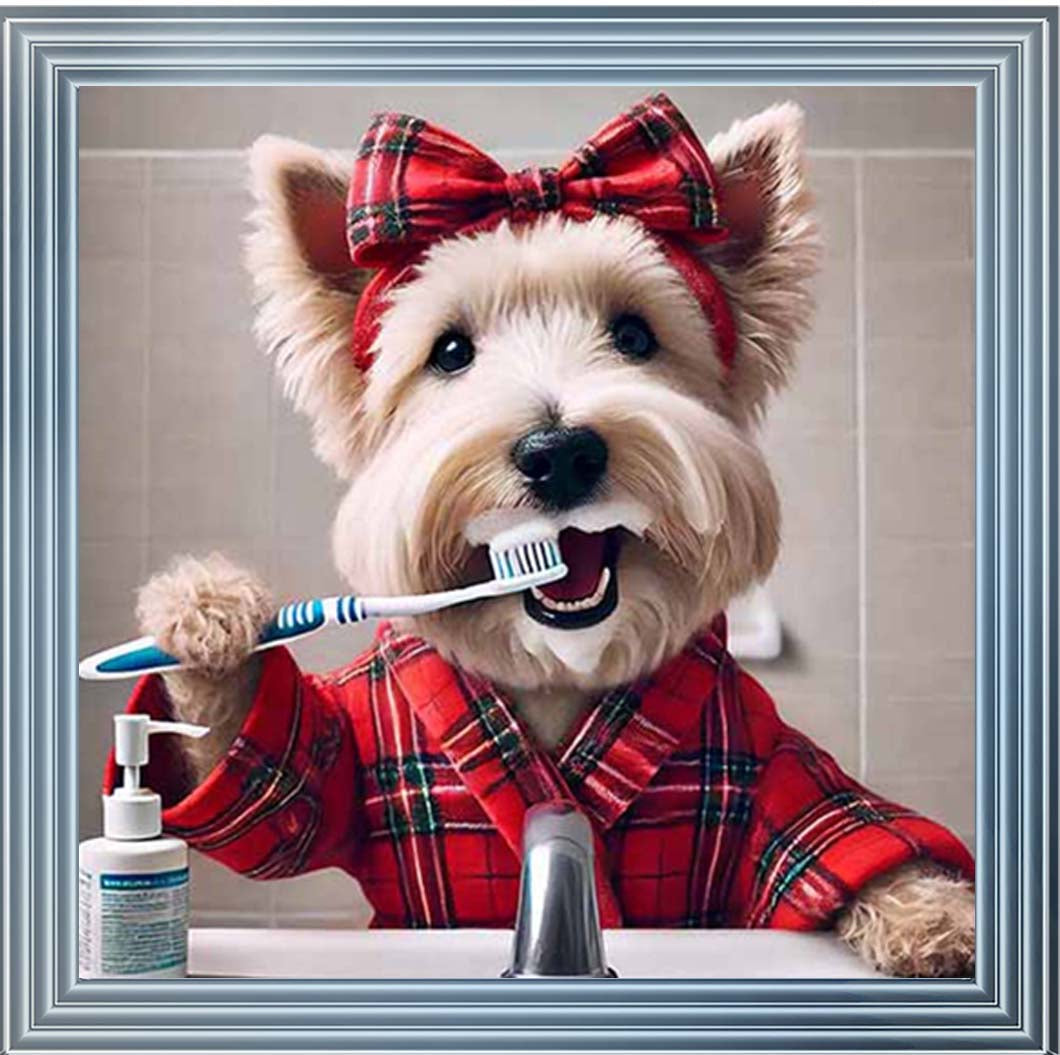 AN2195 Westie Brushing Teath