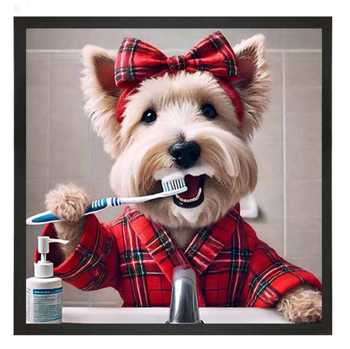 AN2195 Westie Brushing Teath