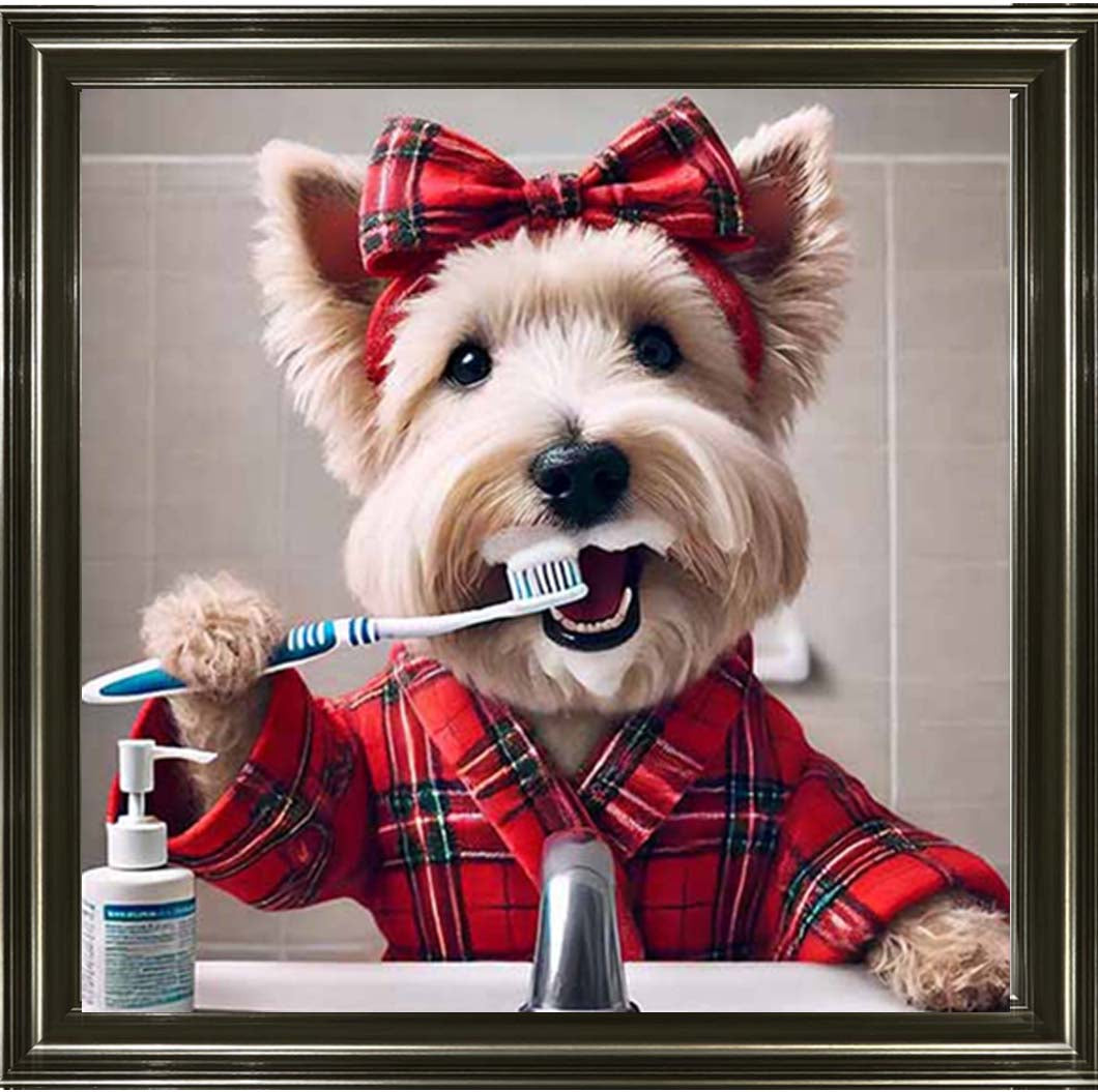 AN2195 Westie Brushing Teath